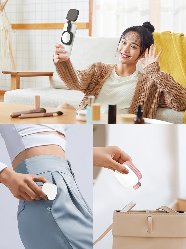 Portable Magnetic Selfie Light, Compatible With MagSafe iPhone，Phone Light With a Mirror, Adjustable For Phone Holder, 4 Lights Modes, 5 Brightness Adjustments,  Suitable For Selfies, Makeup, Live Broadcasts and Video Call Lighting, Perfect Gift For Girls