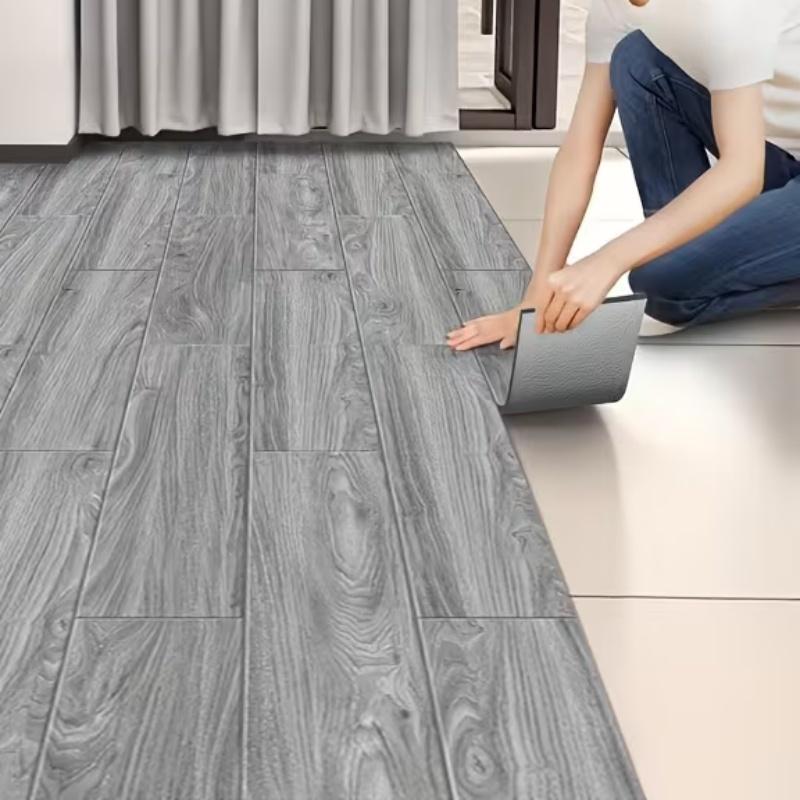 10Pcs Luxury Wood Grain Self - Adhesive PVC Flooring, Detachable Vinyl Floor Stickers, Kitchen Floor Tiles, Bedroom Floor Decoration Stickers, Self - Adhesive Flooring, Indoor Floor Stickers