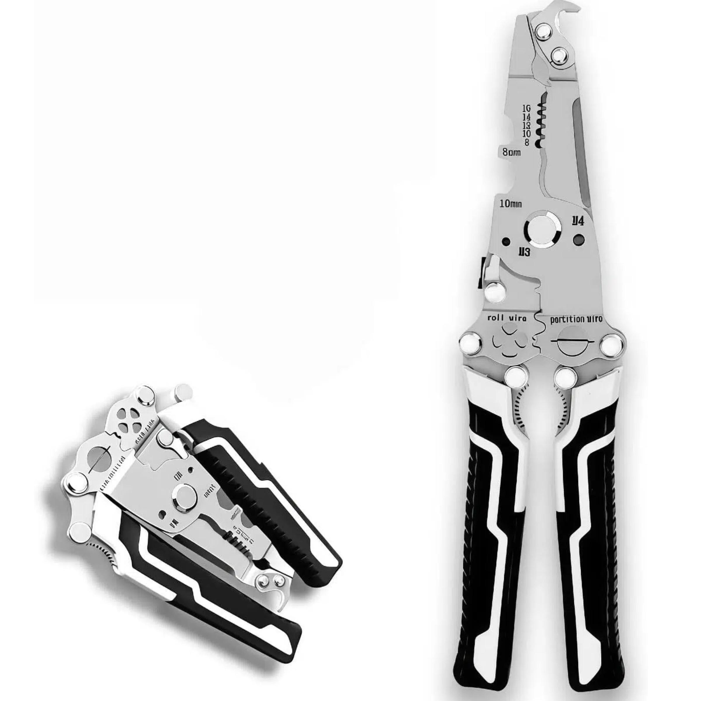 Foldable Wire Stripper Tool, Multifunctional Electrician Tool with Crimping, Cutting, and Wrench Functions, Compact Foldable Design, Wirecutters