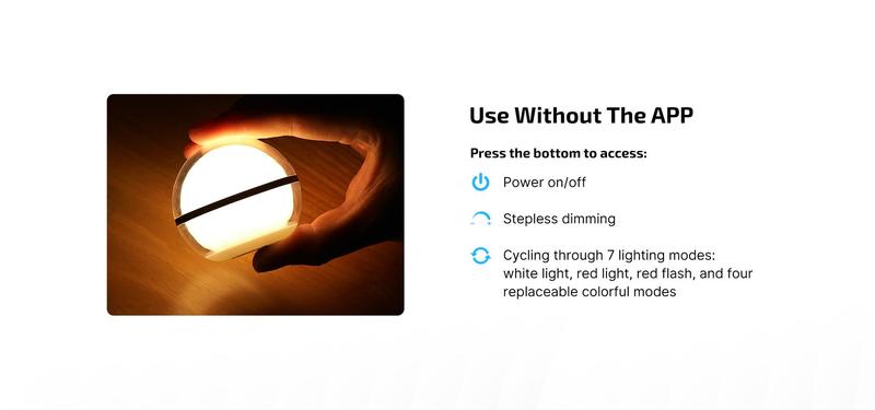 OLIGHT Sphere Smart Night Light, 75 lumens Stepless Dimming Table Lamp with Remotely APP Control, Magnetic Rechargeable RGB Ambient Light for Sleeping, Reading, and Relaxation