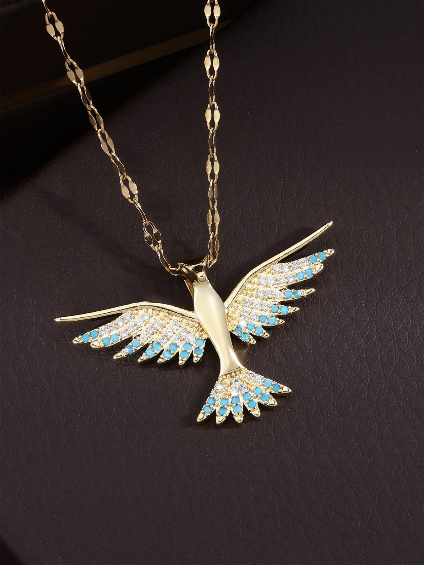 Elegant Full-Diamond Eagle Party Necklace for Women, Versatile High-End Collar Chain Jewelry, Trendy Lockbone Pendant Accessory