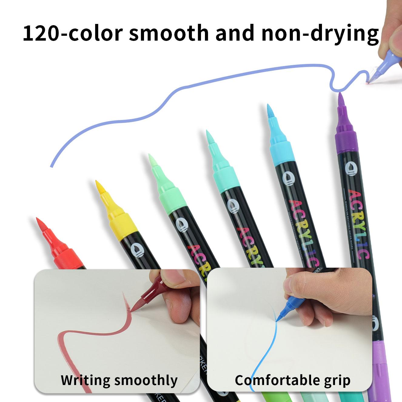 Acrylic Paint Marker Pen, 1 Set 12/24/36pcs Double Tip Double Color Acrylic Paint Marker Pen, Art Supplies for Rock Painting, Wood, Canvas, Stone, Glass, Acrylic Markers