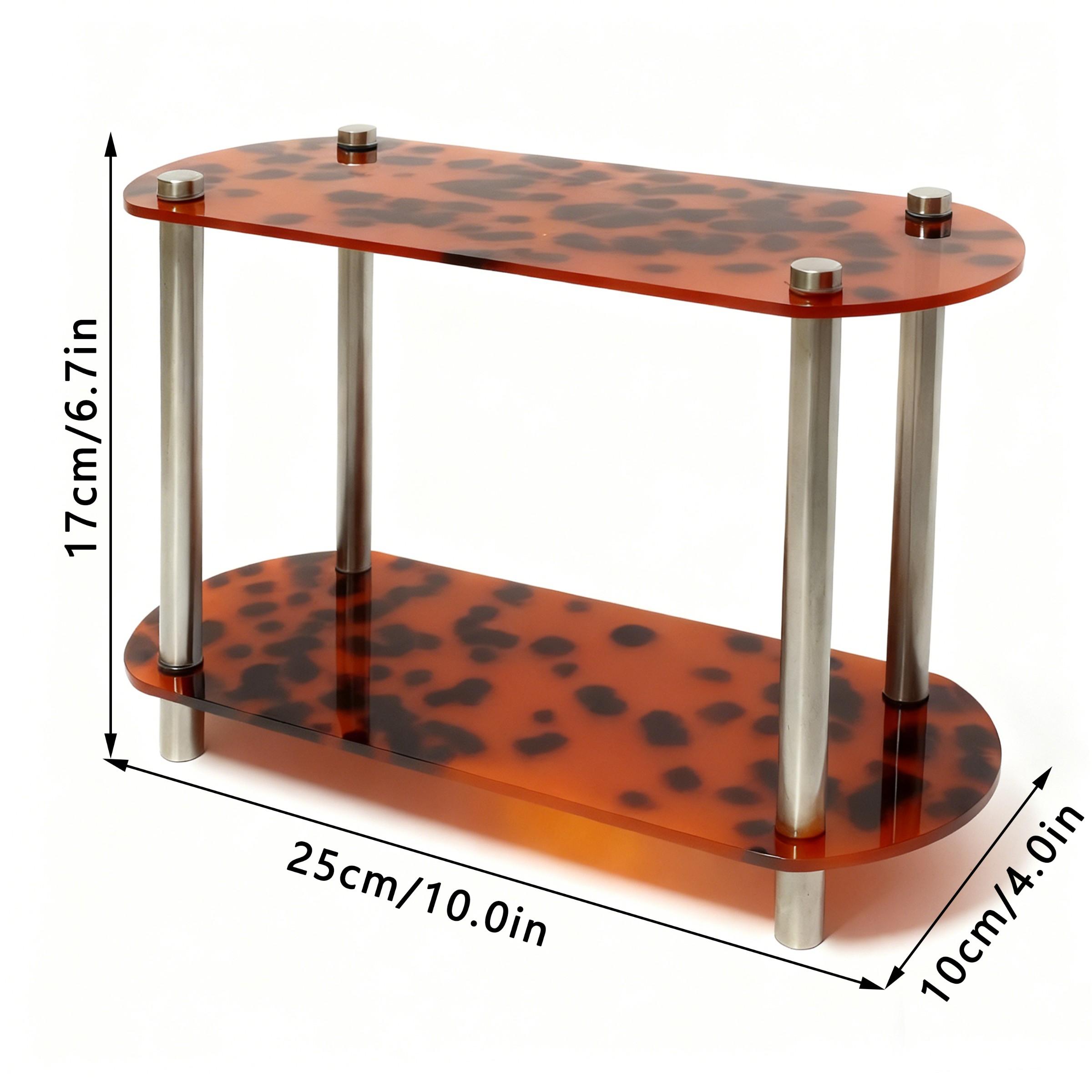 Tortoiseshell Acrylic Two-Tier Shelf, Vintage Perfume Organizer, Bathroom Countertop Tray, Desktop Coffee Cup Holder