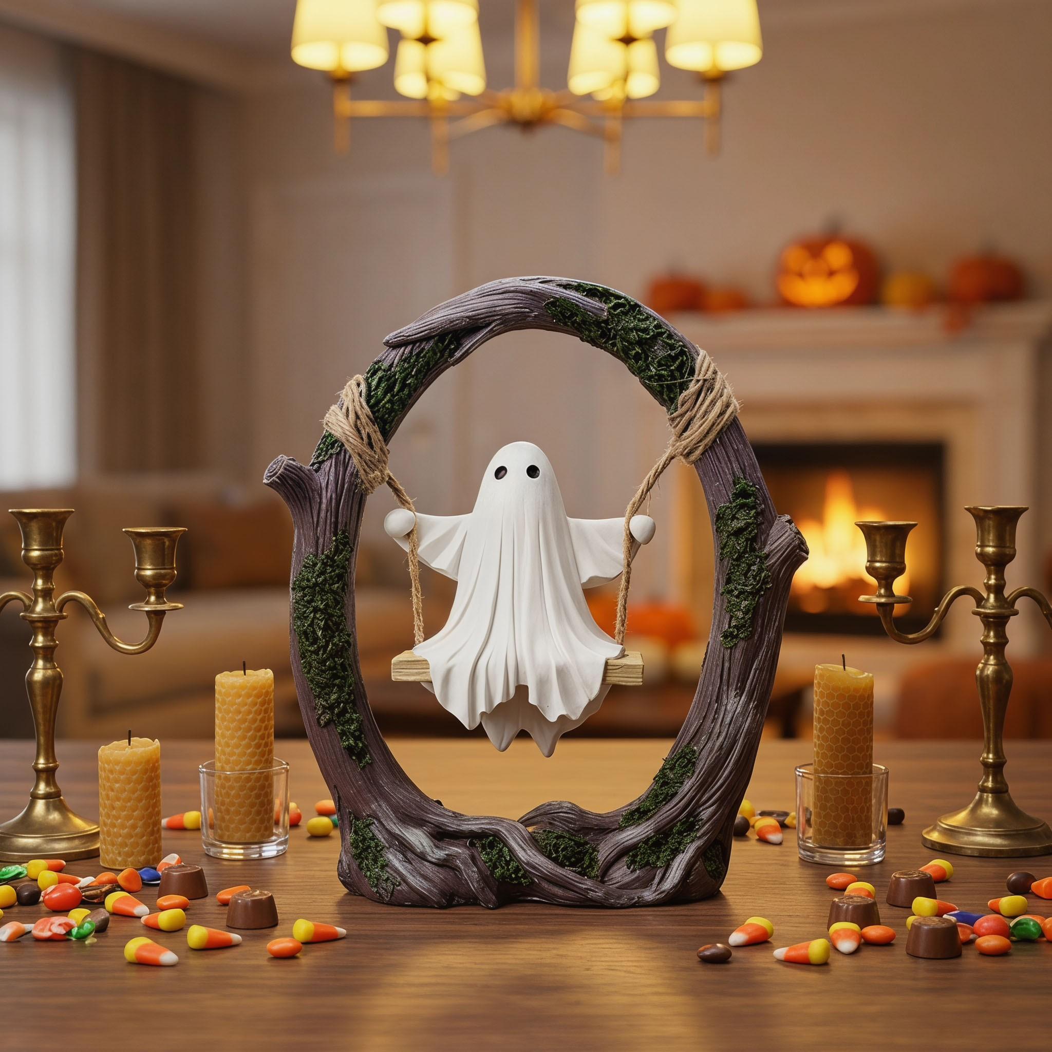 Cute Ghost Swing Statue Resin Craft Ornament, Decorative Ornaments, Resin Figurine Statue, Halloween Decoration, Home Decor Item, Gift Idea, 1 Piece, Perfect for Festive Season #GLOBAL PICKS Cute Ghost Swing Statue Resin Craft Ornament, Decorative Ornaments, Resin Figurine Statue, Halloween Decoration, Home Decor Item, Gift Idea, 1 Piece, Perfect for Festive Season #GLOBAL PICKS