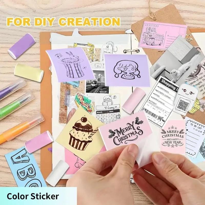 Portable Mini Printer, USB Rechargeable Wireless Thermal Printer with Paper, Ideal for Home Office School Portable Photo Printer, Print Photos