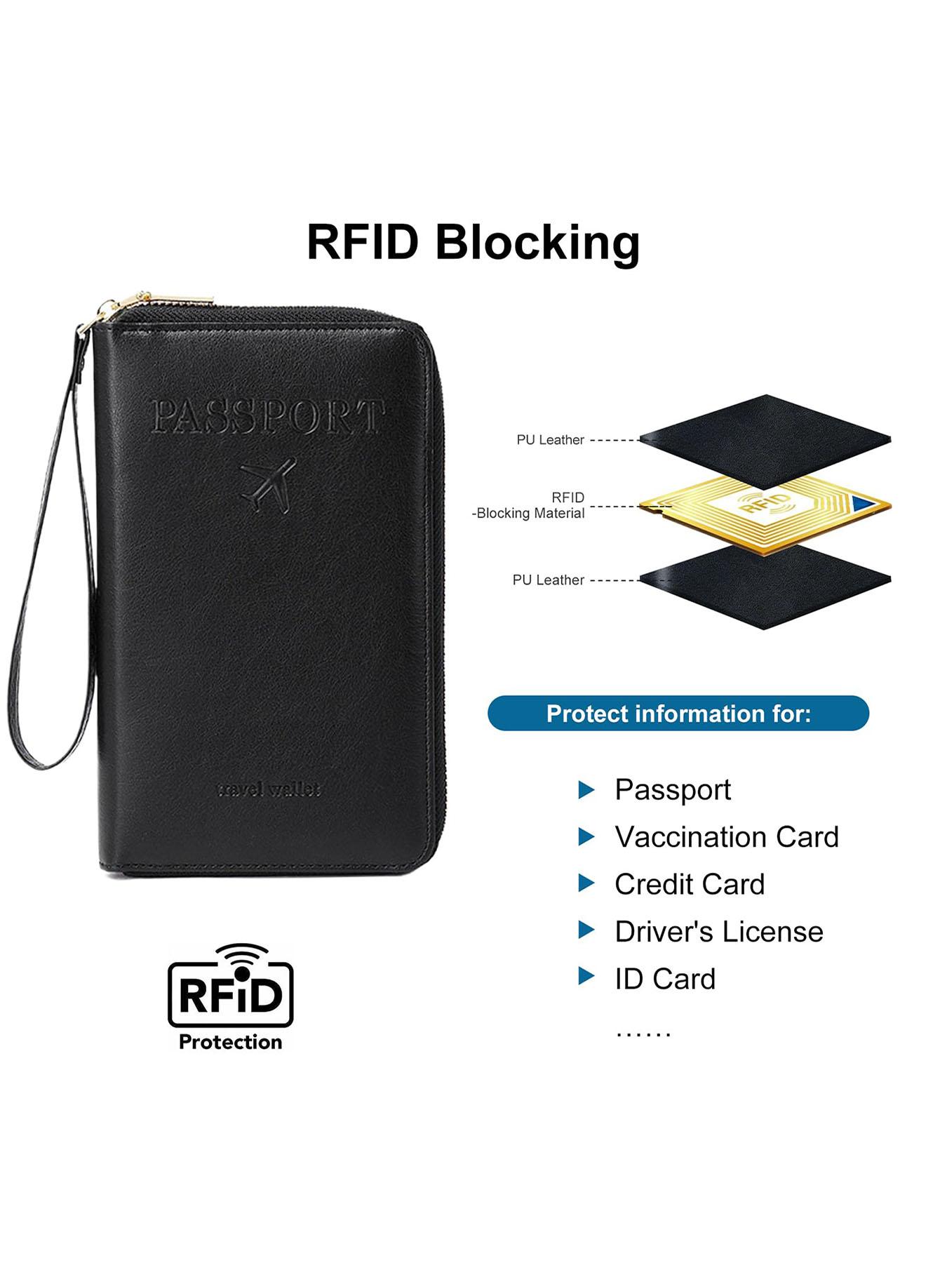 Unisex Zippered Passport Holder, Leather Travel Wallet with 2 Passport Slots, Multi-Card Organizer for Family Travel, International Trip & Gift