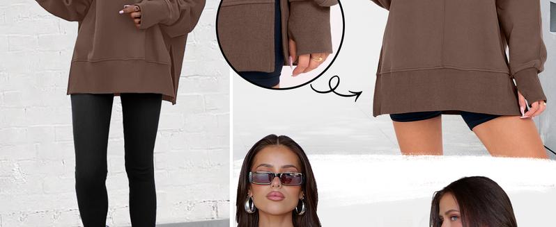 ANRABESS Women Oversized Sweatshirts Thumbhole Long Sleeve Hoodies Shirts 2025 Fall Side Slit Pullover Top Teen Y2k Outfits