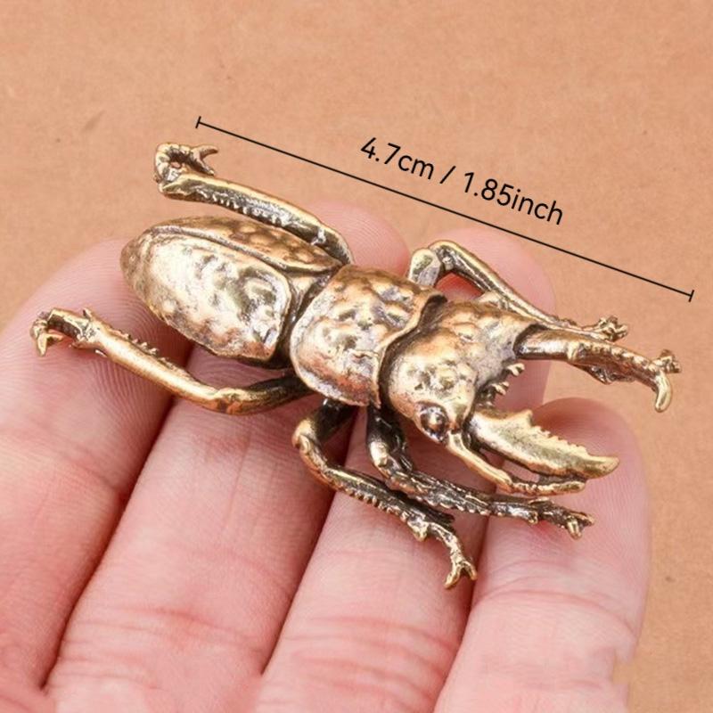 Vintage Bronze Beetle Miniature Figurine, Decorative Sculptures, Brass Insect Tea Pet, Indoor Outdoor Home Decor, Desktop Ornament, Collectible Item