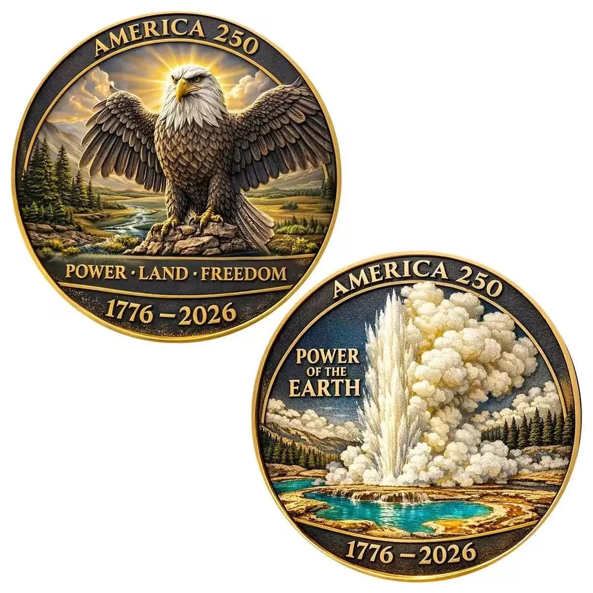Usa 250th Anniversary Coin, 3D Bald Eagle Relief Metal Collectible, Freedom Power Theme Memorial Gift, Party Style Decorative Item