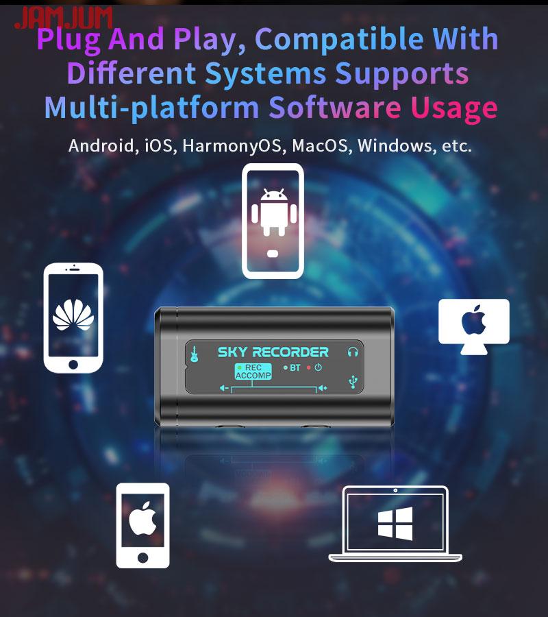 JAMJUM Portable High-Definition Audio Interface Type-C, Compatible with Multiple Systems, Plug-And-Play Guitar Recording Device Audio Equipment