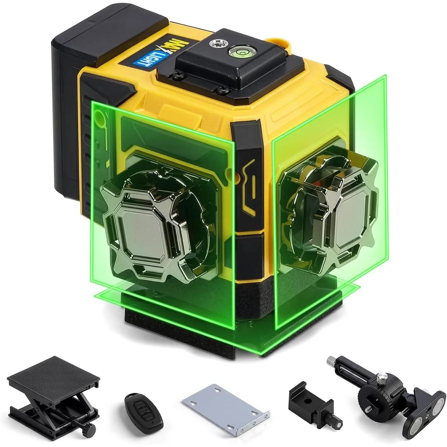Karlhome Laser Level, 3x360° 3D 12 Lines Green Cross Line Laser Level, Rechargeable Laser Level with Strong Magnetic Bracket & Carry Case, for Construction, Picture Hanging, Vertical & Horizontal Lines