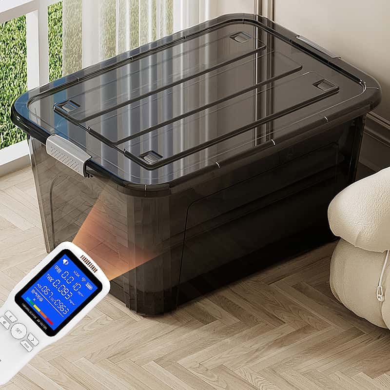 Stackable Storage Box with Lid, Transparent Under Bed Organizer, Durable Plastic Space Saving Clothes & Blanket Holder, No Assembly Needed