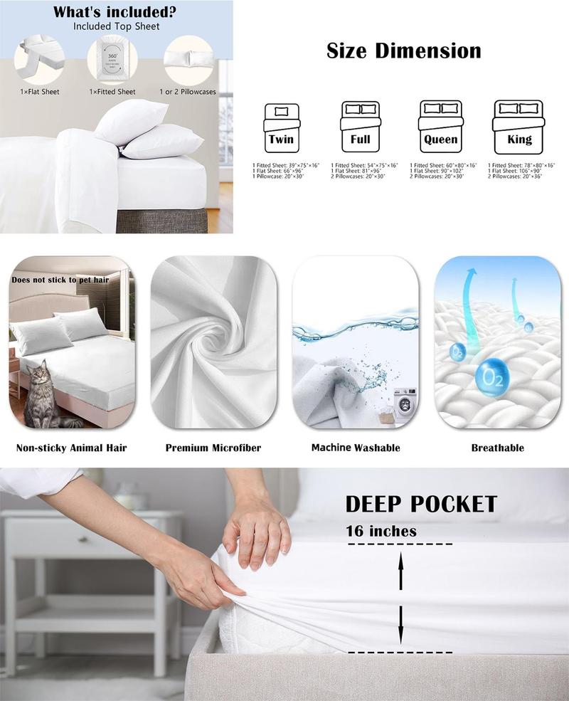 Western Bed Sheets Set,White and Black Cowboy Cow Sheet Set,Cowboy Sheets with Deep Pocket Fitted Sheet,Desert Cactus Luxury Bedding Set