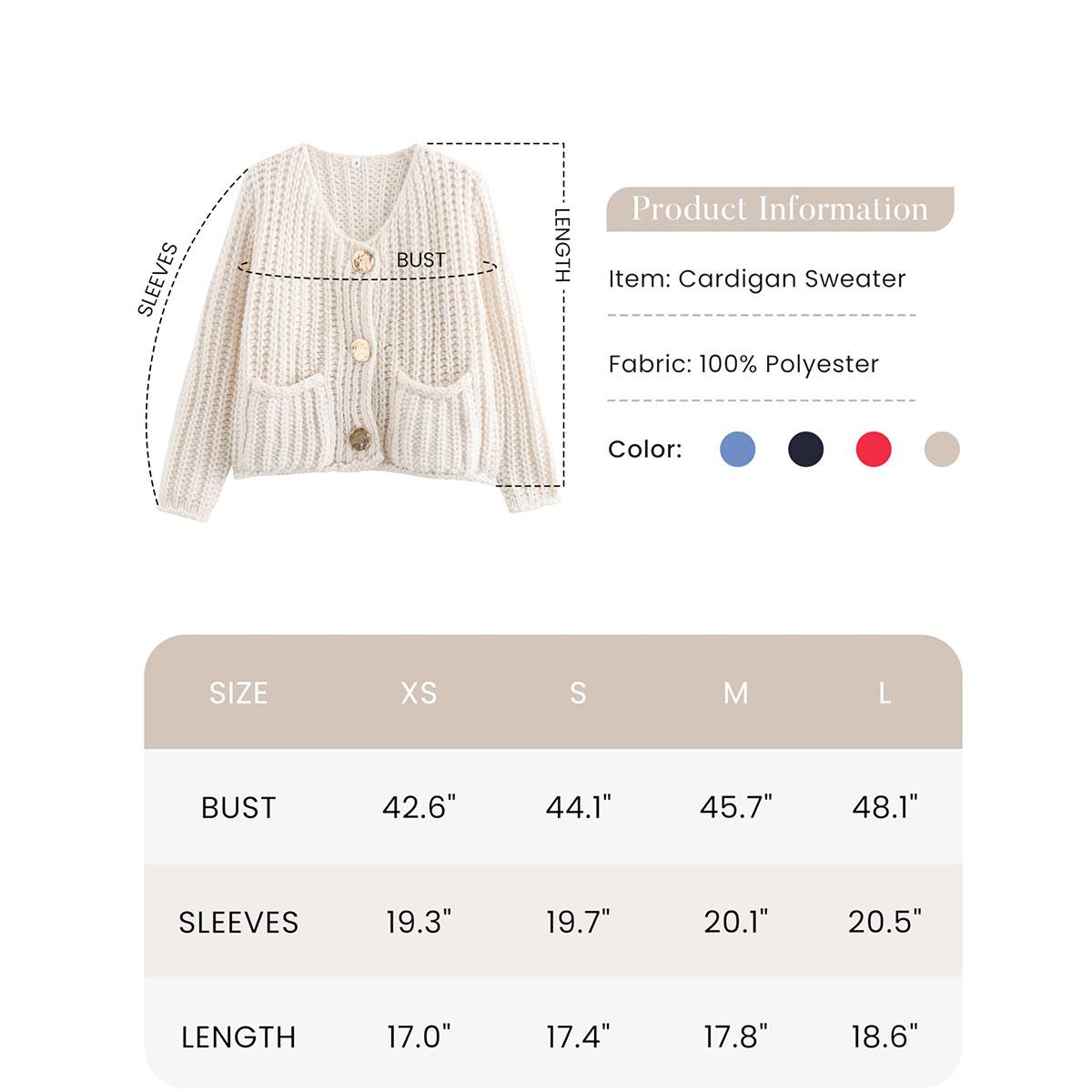 UANEO Women's Cropped Cardigan Sweater Long Sleeves Button Down Chunky Knitted Coat UANEO Women's Cropped Cardigan Sweater Long Sleeves Button Down Chunky Knitted Coat