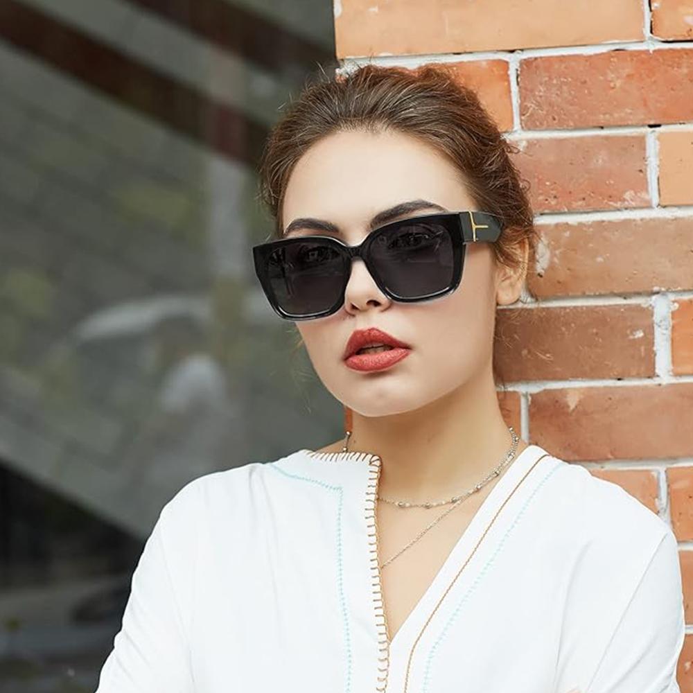 2Pcs Oversized Square Sunglasses for Women Men Frame Polarized UV400 Protection Stylish Comfortable Fit for Driving Fishing Cycling