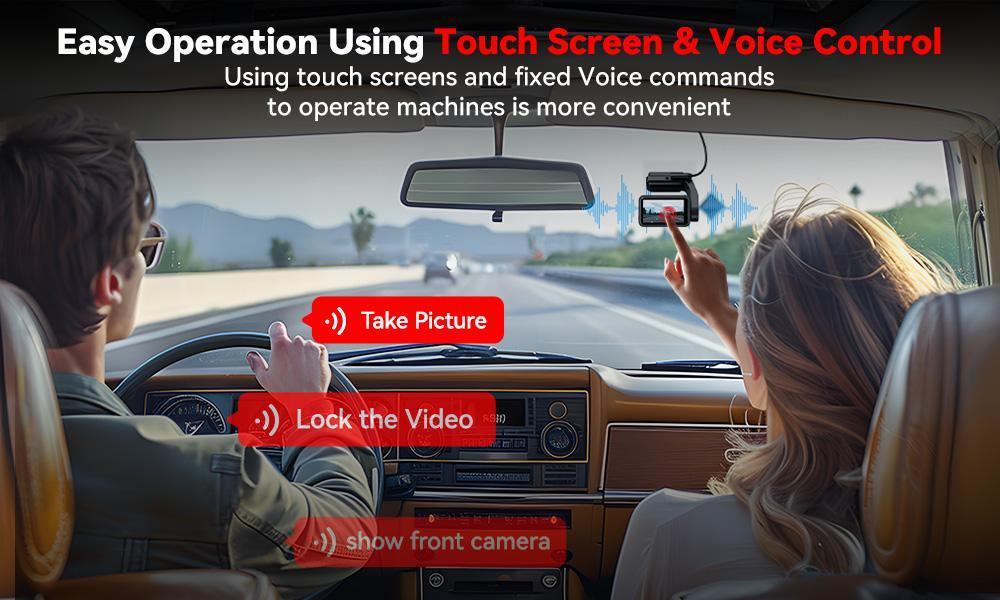 REDTIGER A4 Front & Rear Dash Cam Dashcam For Cars, 5.8GHz WiFi, 2" Touchscreen, 64GB Card，Advanced Car DVR w/Parking Monitoring, Loop Recording for Trucks & Cars