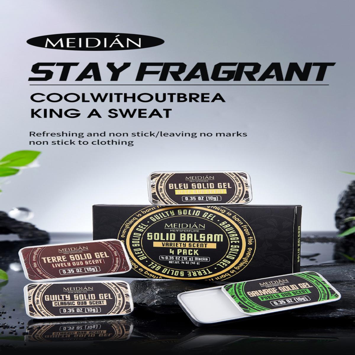 Men's Portable Perfume Stick Set, Fragrance Perfume, Long-lasting Solid Cologne Floral Woody Scent, Pocket-sized Body Balm Gift Box, 4-piece set