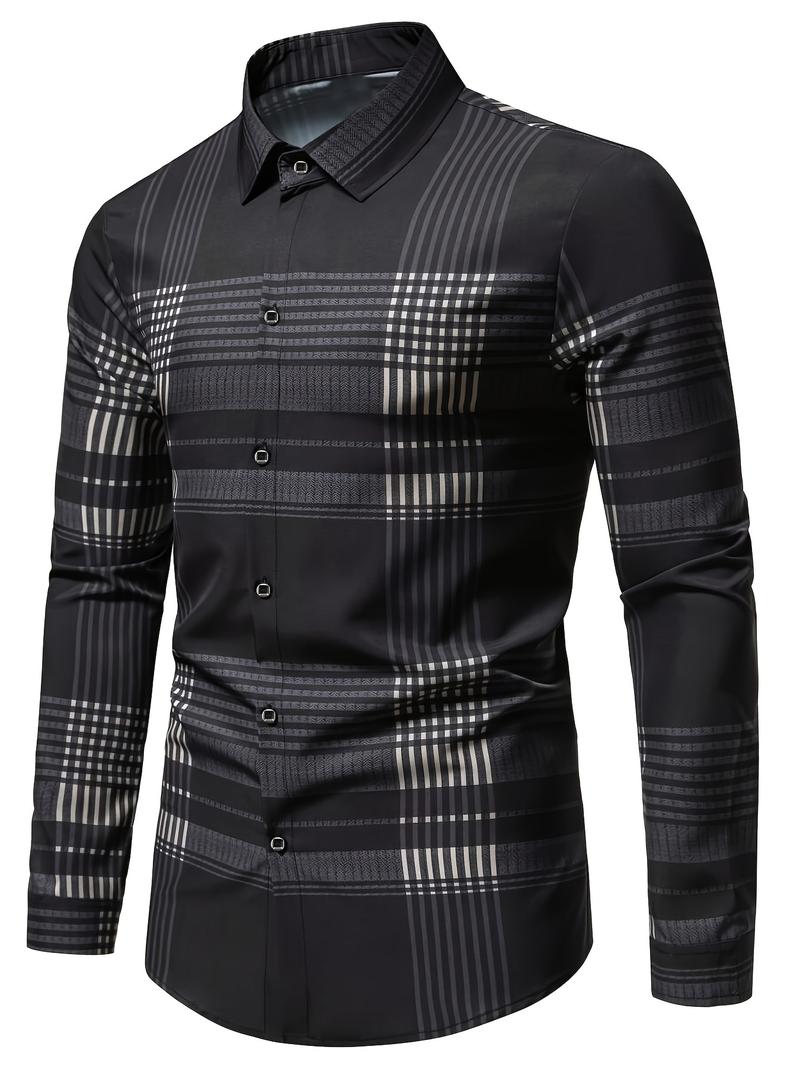 Men's Long Sleeve Casual Shirt, Fashionable Simple Design, Ideal for Dates & Social Events, Perfect Choice for Spring Summer Fall Cs5861 Men's Long Sleeve Casual Shirt, Fashionable Simple Design, Ideal for Dates & Social Events, Perfect Choice for Spring Summer Fall Cs5861