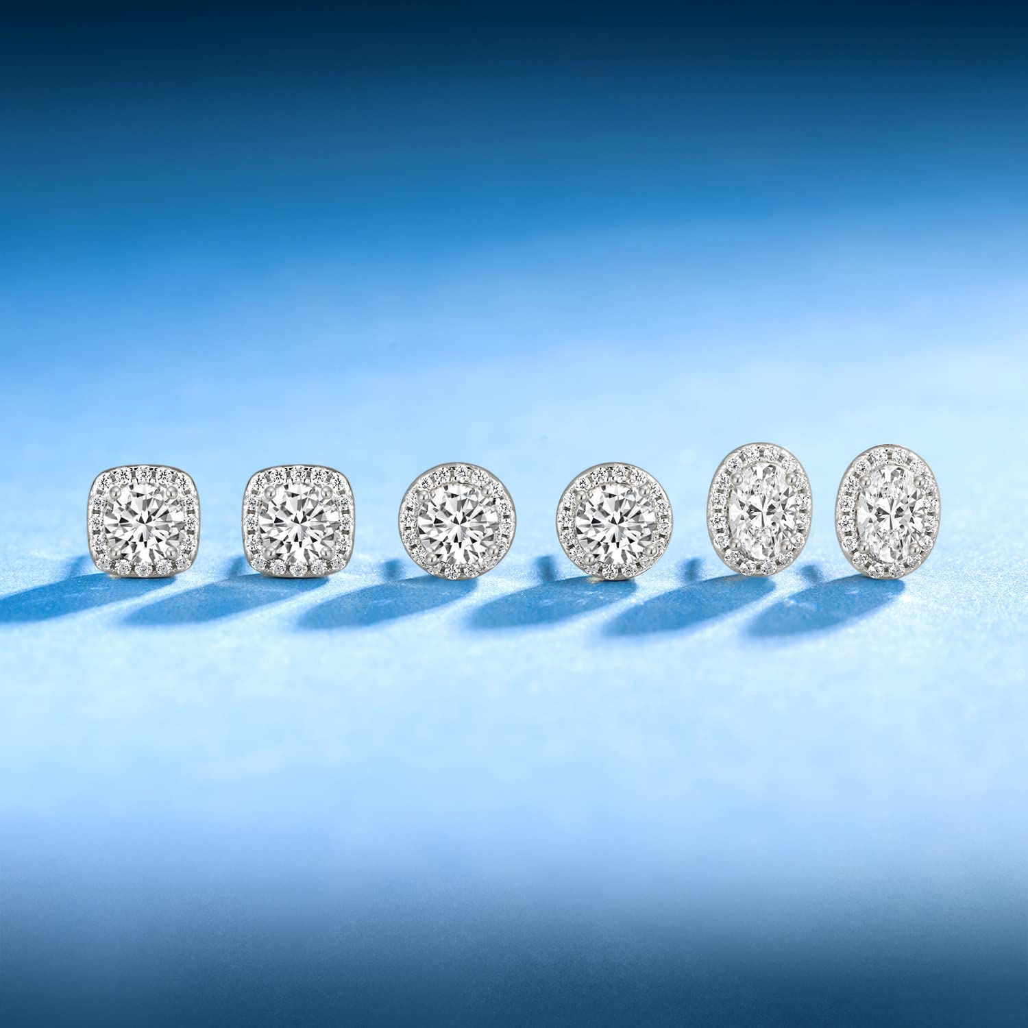 EAMTI 925 Sterling Silver Stud Earrings for Women Round Cut Cubic Zirconia CZ Stud Earrings Hypoallergenic