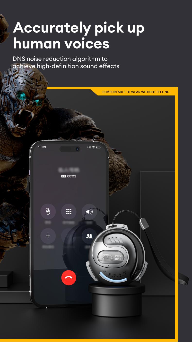 Transformers TF-T07 OWS Spatial Surround Sound Earbuds with Call Noise Canceling Mic, Audio and Video Electronic Headphones for Music & Phone Calls