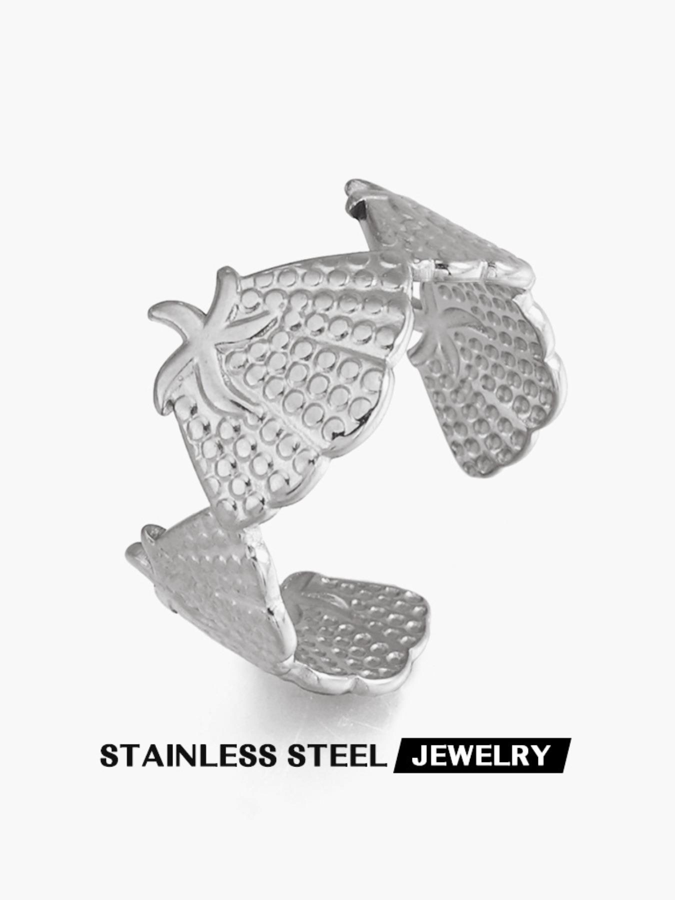 Tropical Starfish Shell Open Ring, Silver Color &, Waterproof Stainless Steel, Adjustable Size, Bohemian Beach Jewelry