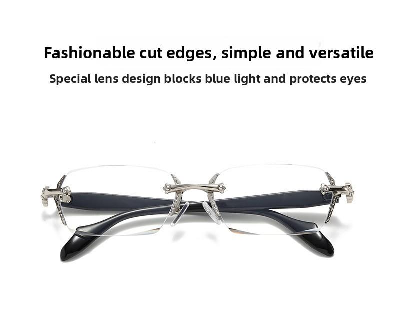 EunoiaLens Rimless High Quality Eyewear, Frameless HD Vision Glasses with Clear Lenses, Diamond-Cut Edges, Stainless Steel Fashion Temple Decor, Lightweight Unisex Adults' Accessories for Computer, Daily Use, Mens Gift