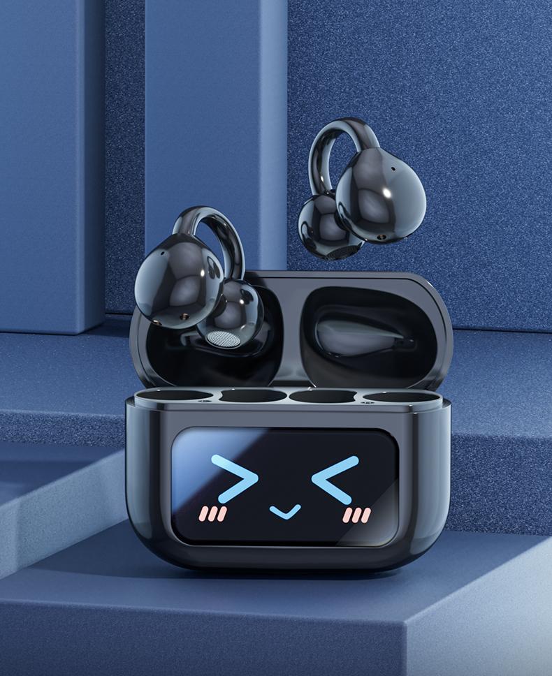 HYUNDAI M100 Clip On Ear Headphones with Audio-visual future Touch Screen, Audio Wireless Headphones for Music & Phone Calls,Sport Waterproof & Sweatproof