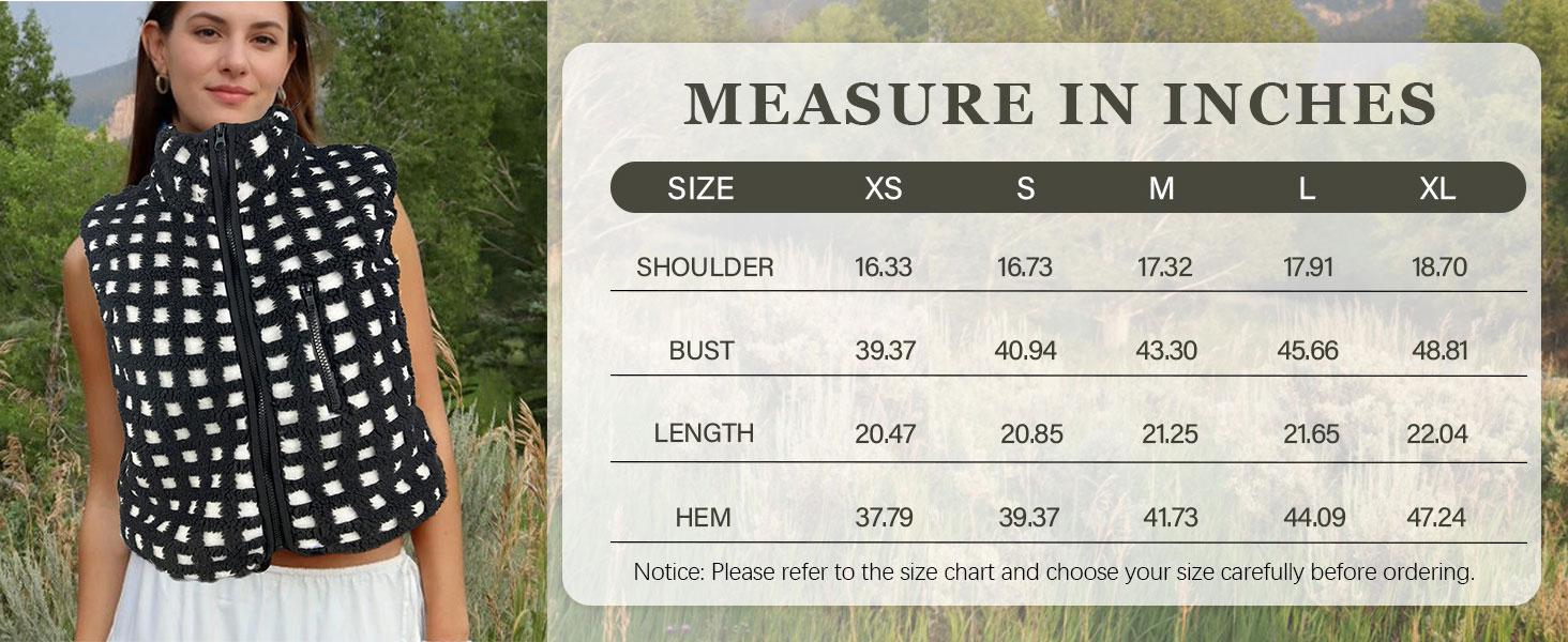 SCUSTY Women's Plaid Sherpa-Lined Winter Vest Sleeveless Fleece Jacket with High Neck, Zip-Up & Chest Pocket SCUSTY Women's Plaid Sherpa-Lined Winter Vest Sleeveless Fleece Jacket with High Neck, Zip-Up & Chest Pocket