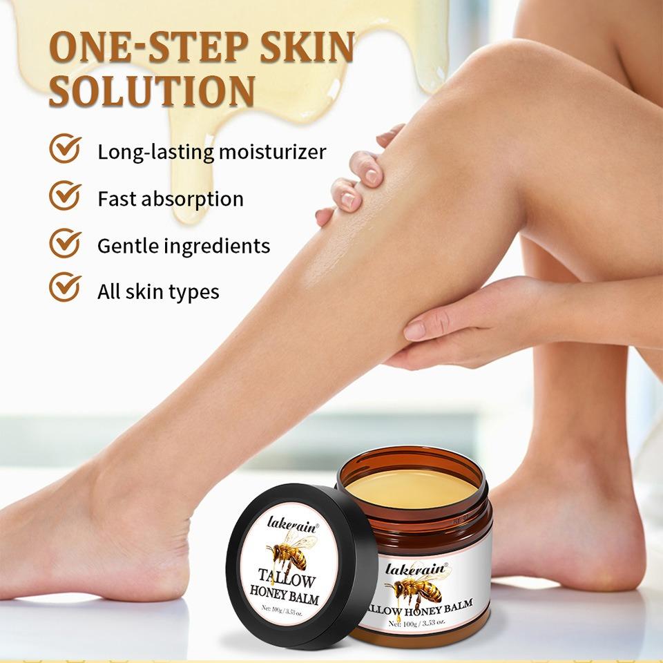 Beef Tallow & Honey Balm Cream, All-Natural Moisturizer Hydrates and Nourishes the Skin, Grass-fed Beef Tallow Honey Balm blend Nourishing Moisturizer for Face, Body & Hands.