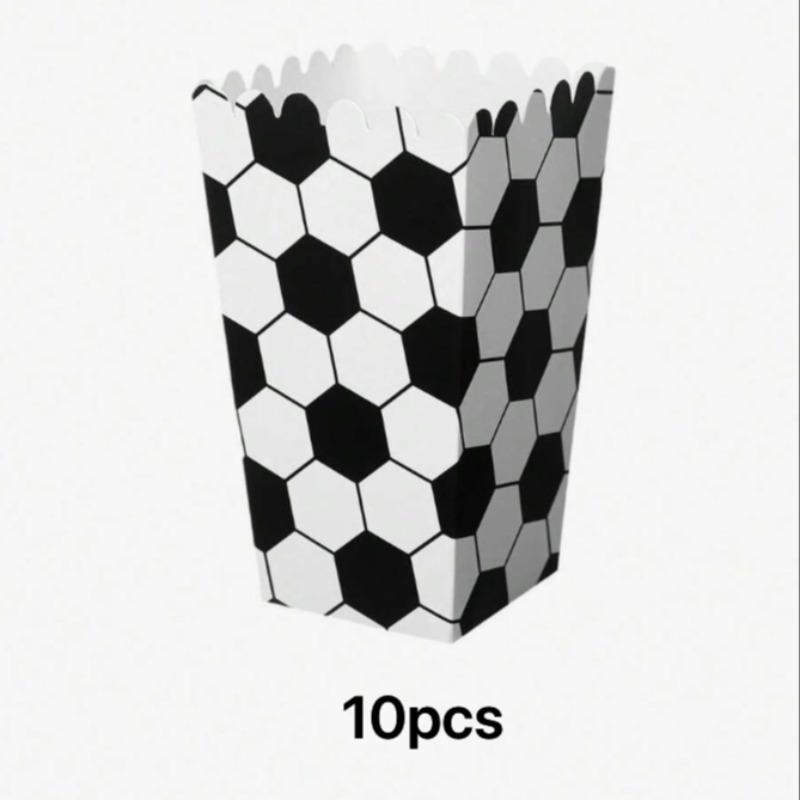 10 Football Popcorn Box Striped Paper Bags, Party Bags, Candy Boxes, Suitable for Themed Celebrations, Party Decorations | Elegant Party Box | Popcorn Box