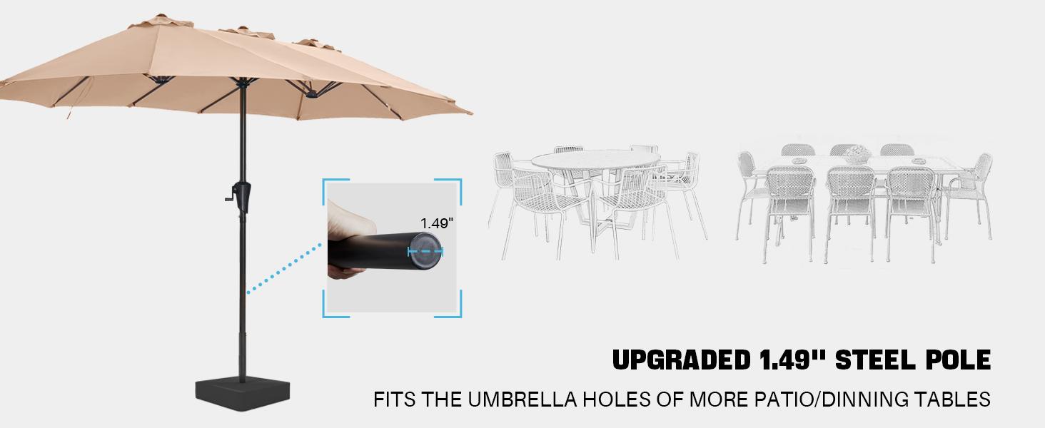 SUPERJARE 13FT Umbrella Outdoor Patio, Double sided Pool Umbrellas with Fade Resistant Canopy, Large Table Umbrella for Deck, Market, Backyard