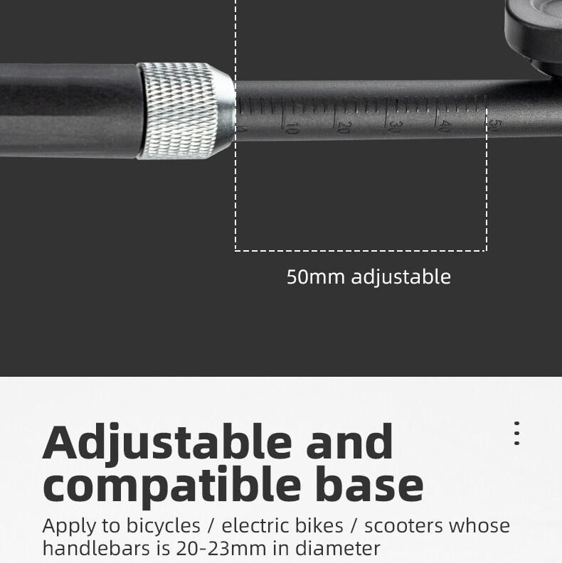 ROCKBROS Bike Mirror New Handlebar Rear View Mirror HD Anti-glare Glass Foldable with Retractable & 360 °Adjustable Lens E-bike Mirror Suitable for 21-24cm Handlebar