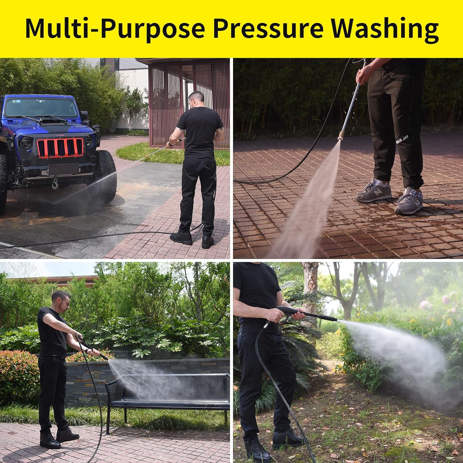 POHIR Pressure Washer Hose with M22&14mm Connects, 4000PSI Resistant Replacement Hose, Electric Power Washing Hose with M22 to 3/8 Quick Connect Set and Extension Adapter for Cleaning POHIR Pressure Washer Hose with M22&14mm Connects, 4000PSI Resistant Replacement Hose, Electric Power Washing Hose with M22 to 3/8 Quick Connect Set and Extension Adapter for Cleaning
