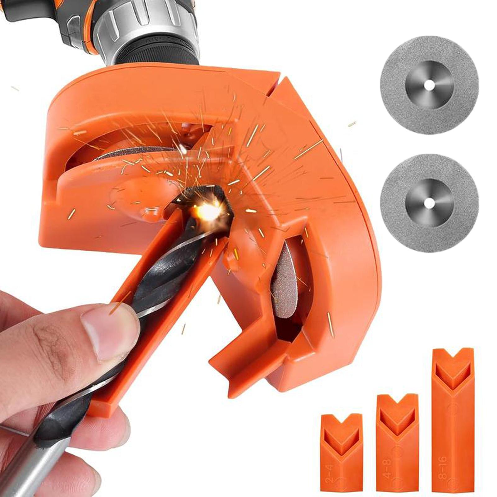 Drill Bit Sharpener with 2 Grinding Wheels,Portable Multipurpose Drill Bit Sharpener for Grinder Attachment,Power Drill Bit Sharpener for All Bits.