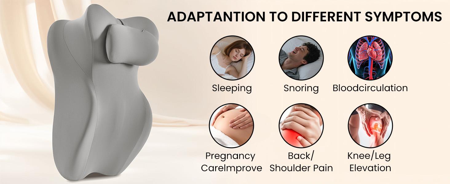 Sonoro Kate Posture Relief Memory Foam Hug Pillow - Supports Back, Neck & Side Sleepers (All Sleeping Positions）Adapts To Your Body For Pain-Double Grey