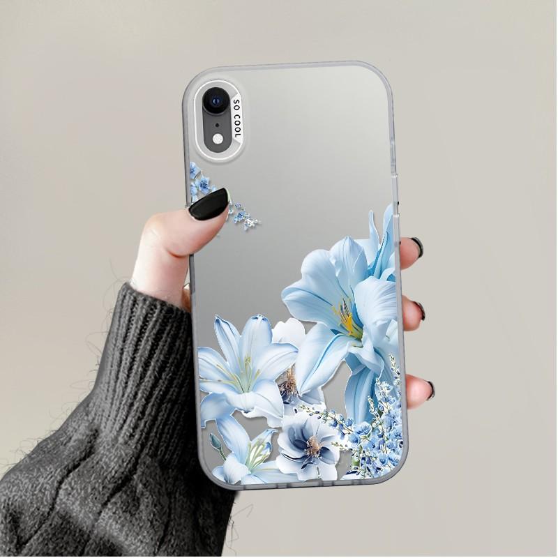 Phone case for iPhone XR Light Blue Lily & Tiny Blue Floral Case designer case Shockproof Crystal Clear Full Body Protection Colorful Silver Phone Case ROOCYMX3V