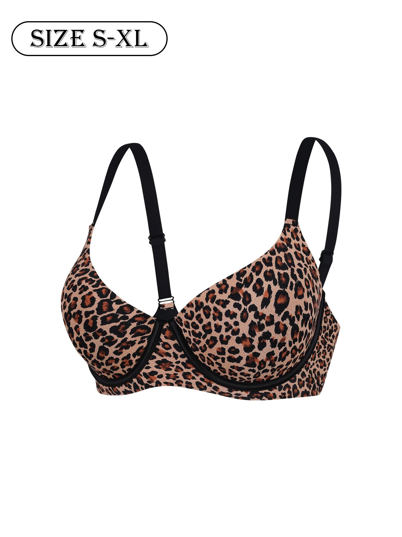 1 pack / 3 colors - Leopard print seamless bra - Four rows, two clasps - XS - XL size - Adjustable for shaping and support during exercise - Suitable for daily wear, parties, yoga - Comfortable, breathable, fits well and is skin-friendly - Women's bra