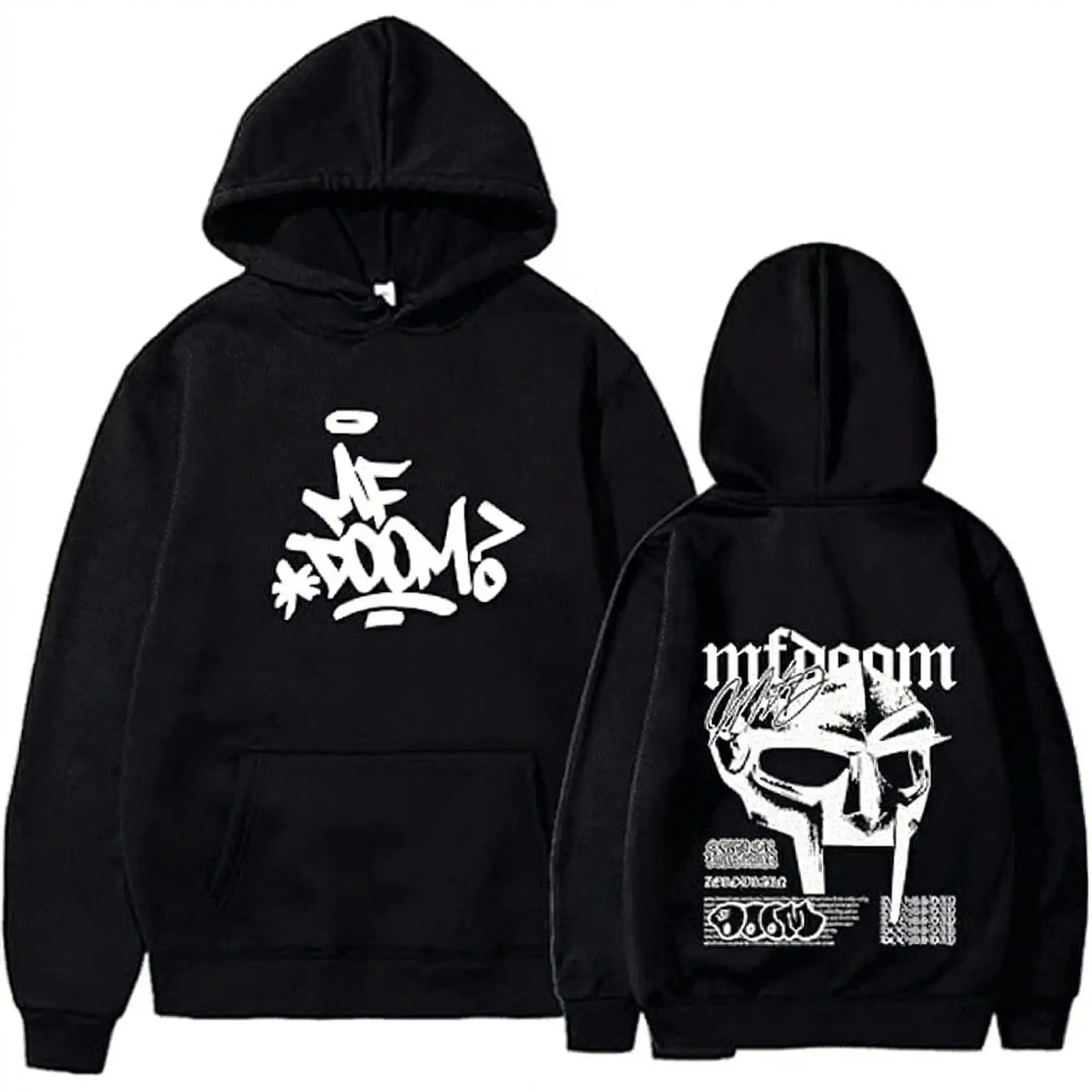 MF DOOM RIP Logo Hooded Pullover Sweatshirt, Unisex Sports Outerwear Tops with Long Sleeve, Soft, Casual, Breathable Street Fashion Design, Women
