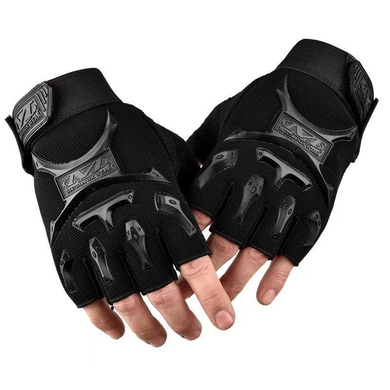 Unisex Adult Half-Finger Bicycle Gloves with Little Seal Print, Anti-Skid Protection for Outdoor Cycling, Fitness - Black