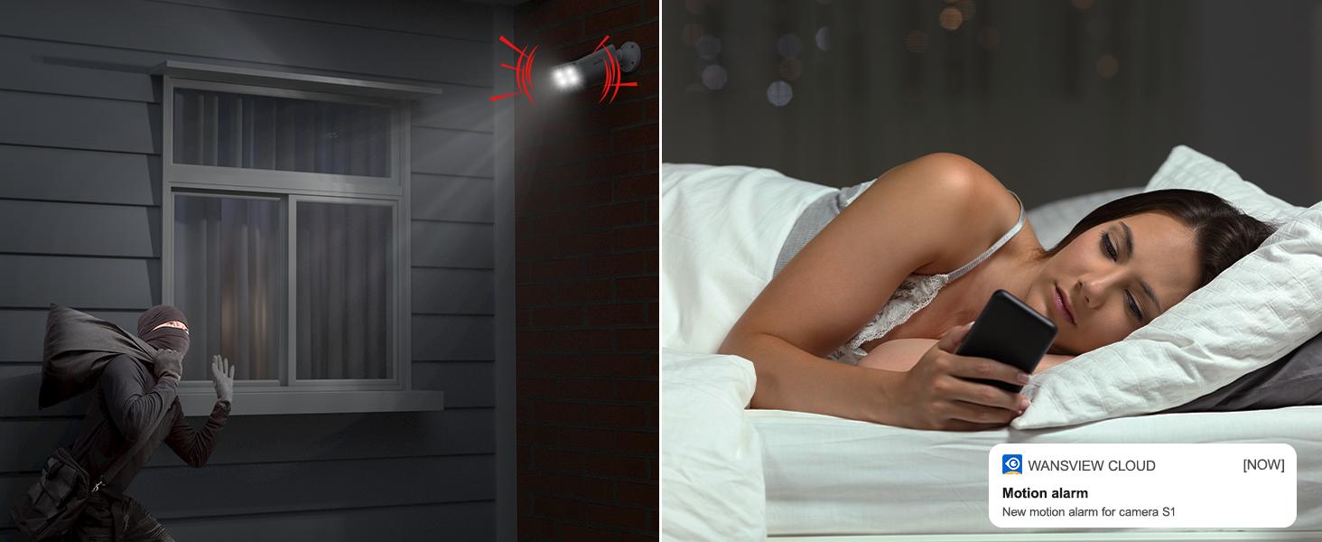 wansview 2.4Ghz WiFi Home Security Cameras Continuous Solar Power - Security Cameras Wireless for outdoor, SD/Cloud Storage (optional), Waterproof, 2K Color Night Vision, Works with Alexa/Google Home, camara de seguridad Springtok