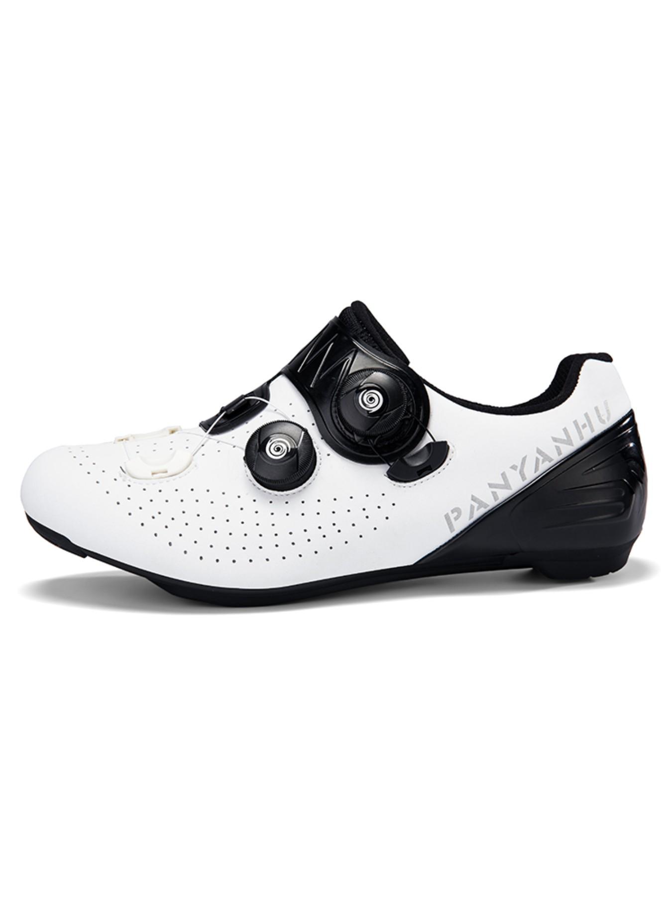 Unisex Cycling Shoes, Indoor Road Bike Shoes, Sporty PU Leather, Wide Fit, Colorblock Design, All Seasons, Professional Style