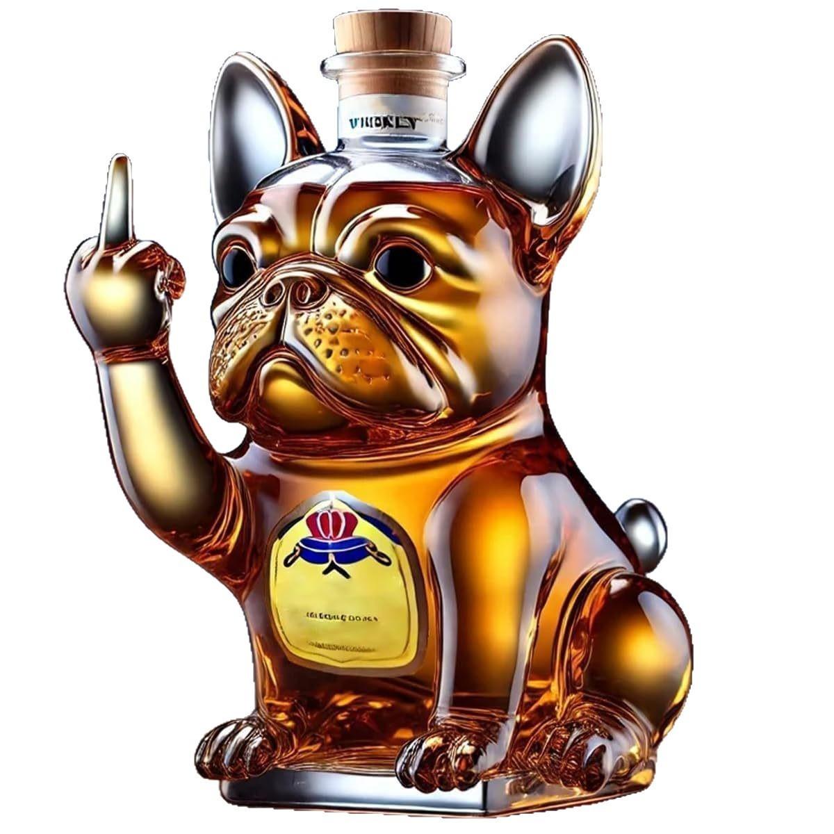 2026 New Design French Bulldog-Shaped Whiskey Bottle, Fun Dog Glass Bottle, Bar & Home Décor Accessory, Unique Gift Idea