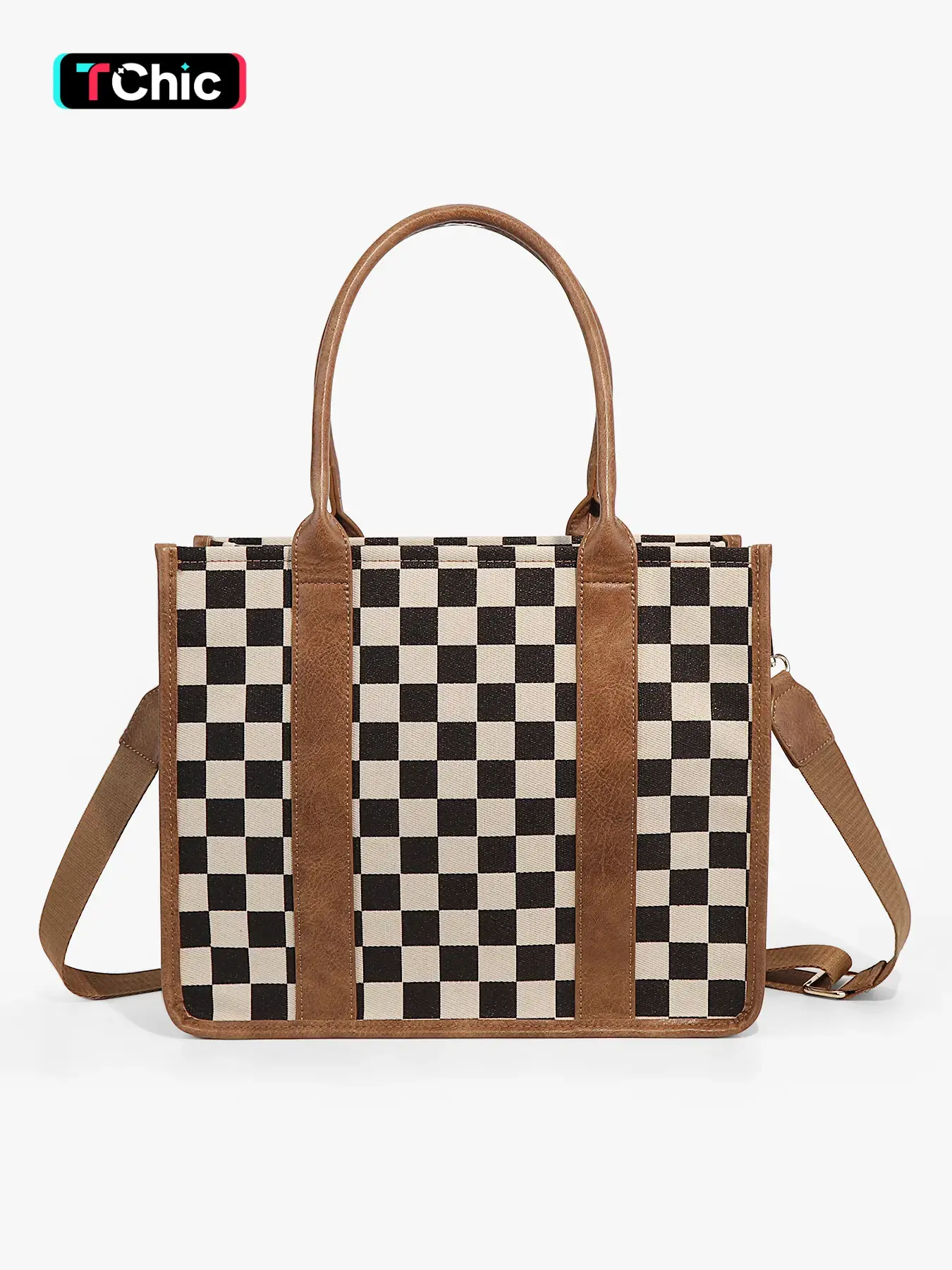 Large Women'S Casual Plaid Checkered Crossbody Shoulder Bag with Adjustable Detachable Strap, Checkered Bags, Large Capacity Tote Bag, Parties, Handbag Shoulder Bag, Fashion Patterned Bag