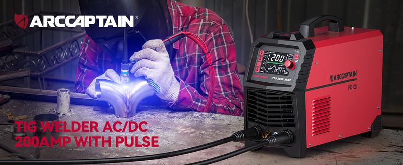 ARCCAPTAIN TIG Welder AC/DC 200Amp with Pulse, Aluminum TIG Welder 110V/220V TIG Welder with Square/Triangular Wave/Stick/MMA/Spot MultiProcess Welding Machine