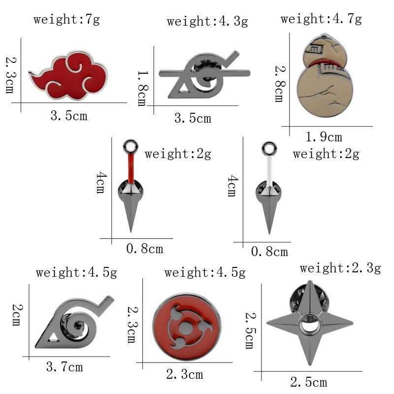 8Pcs/Set Anime Cartoon Enamel Brooch Red Cloud Sharingan Metal Pin Backpack Clothes Lapel Pin Jewelry Jewelry Gift