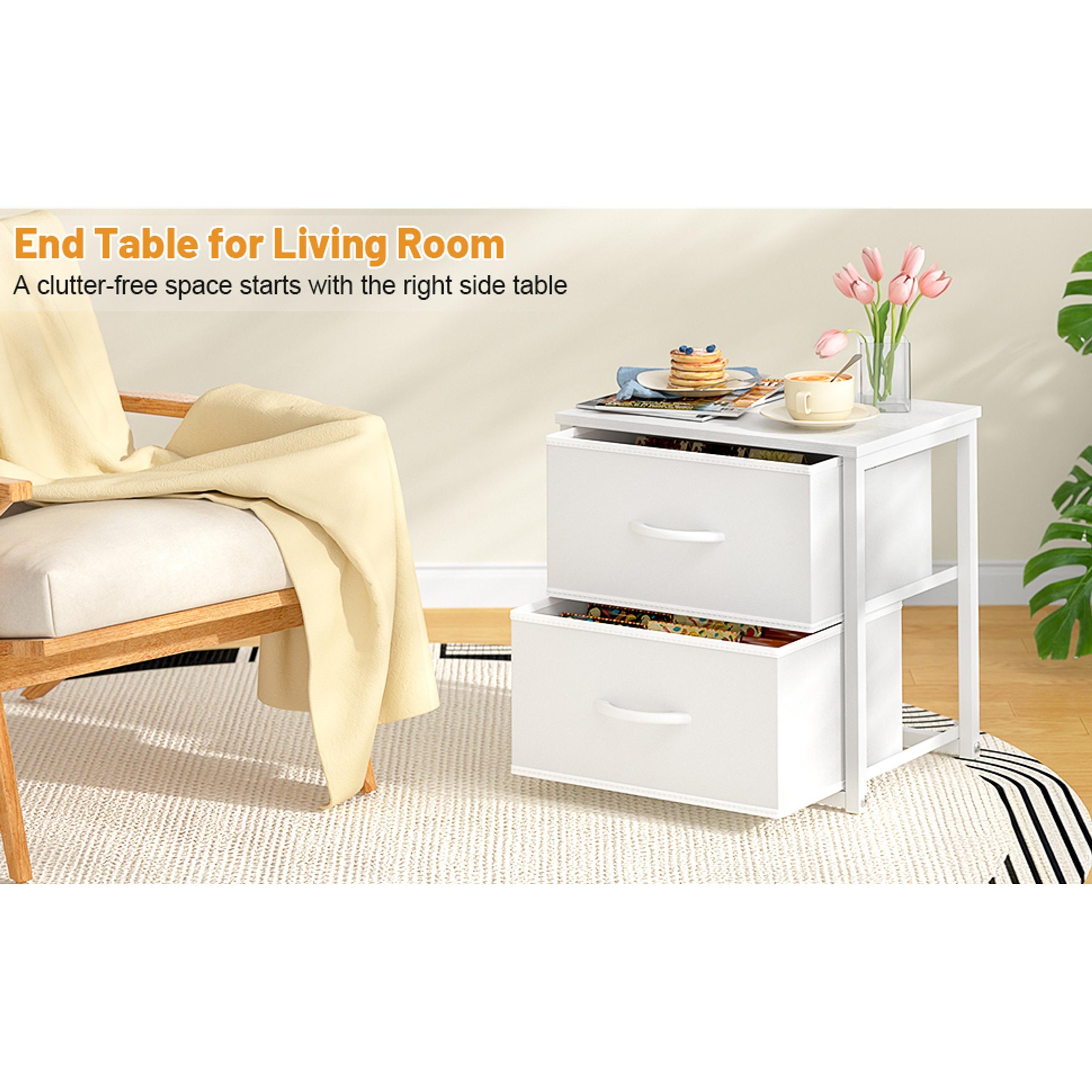 2-Pack Stackable Storage Drawers (4 Drawers Total), White Closet Organizer with Wooden Top & Metal Frame, Freestanding or Stackable Dresser for Bedroom, Living Room, Under Bed