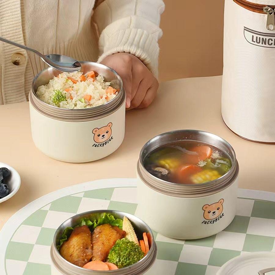 3 piece stainless steel lunch box,🍗🥦🍓🍲 multi-layer insulated portable outdoor food container with bag, sealed lid, suitable for office use and travel. Lunch Box for Work Stay Healthy & Organized ! Ideal for School Office Camping Outdoor Meals portable