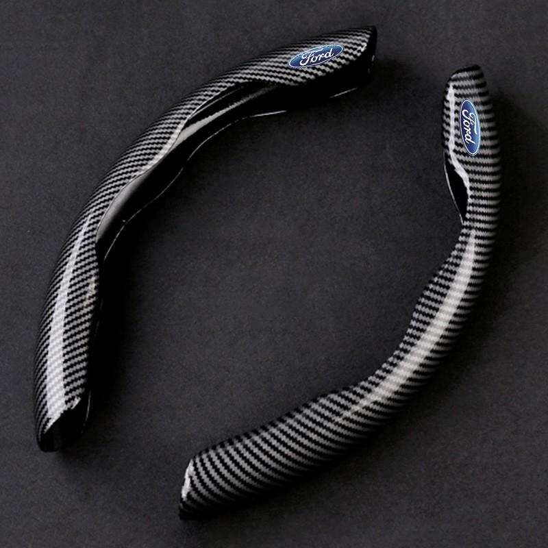 Carbon Fiber Car Logo Steering Wheel Covers, Decorative for Ford Fiesta Focus Mustang Ranger Mondeo Kugo Ecosport, Auto Accessories