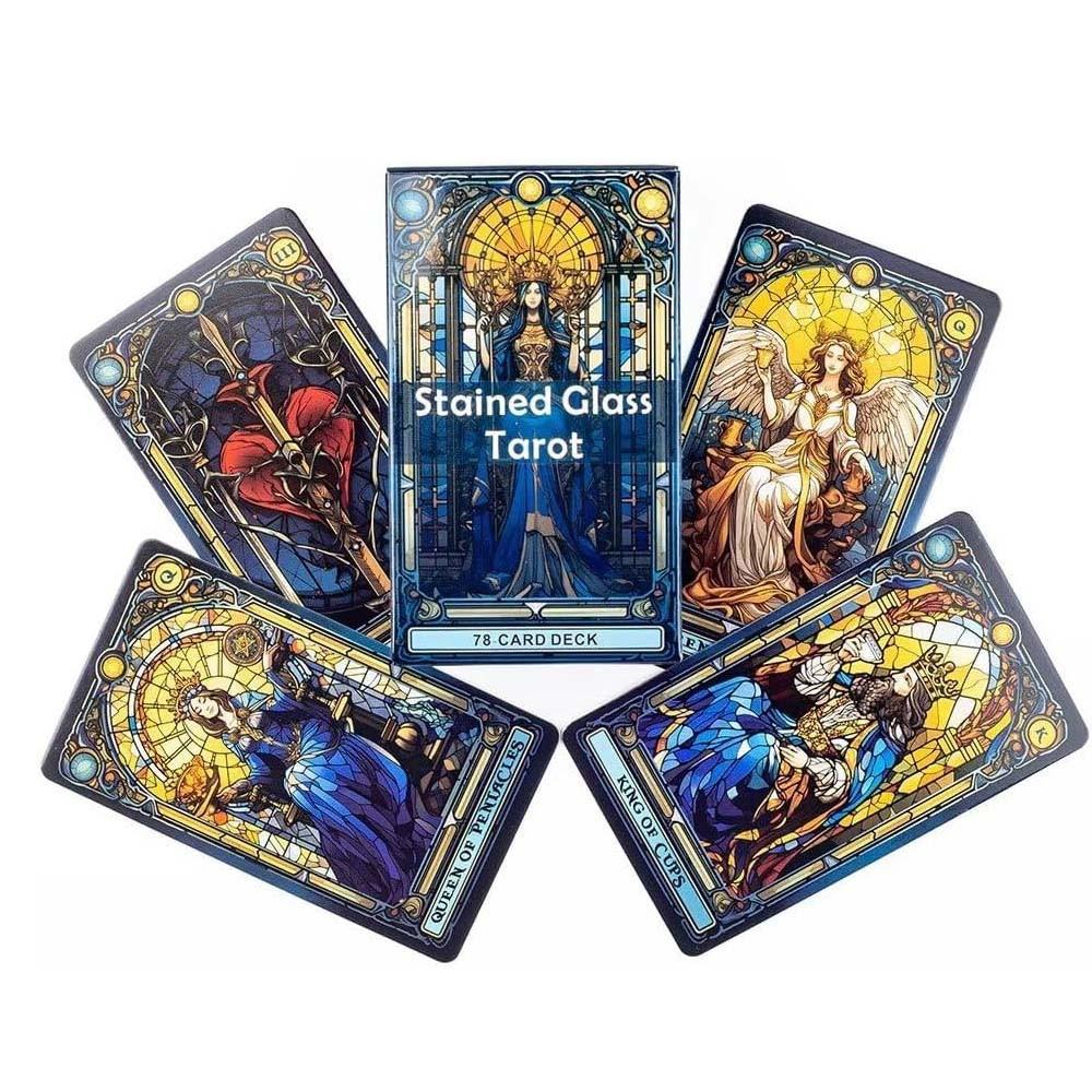 Tarot Cards Deck, Card Set, 78pcs Stained Glass Tarot Cards, Entertainment Game for Family Gatherings, Family Fun, Divination Board, Classic Future Telling, Party Game