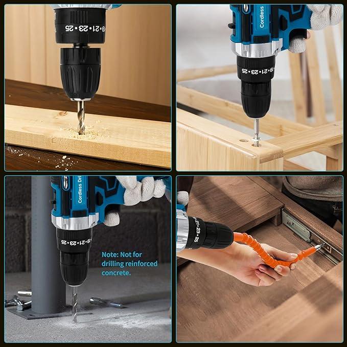 New professional cordless drill, 36VF dual speed two electric one charging power screwdriver, rechargeable lithium electric drill, electric screwdriver tool hand drill set, 24 piece tool box flat plug. New professional cordless drill, 36VF dual speed two electric one charging power screwdriver, rechargeable lithium electric drill, electric screwdriver tool hand drill set, 24 piece tool box flat plug.